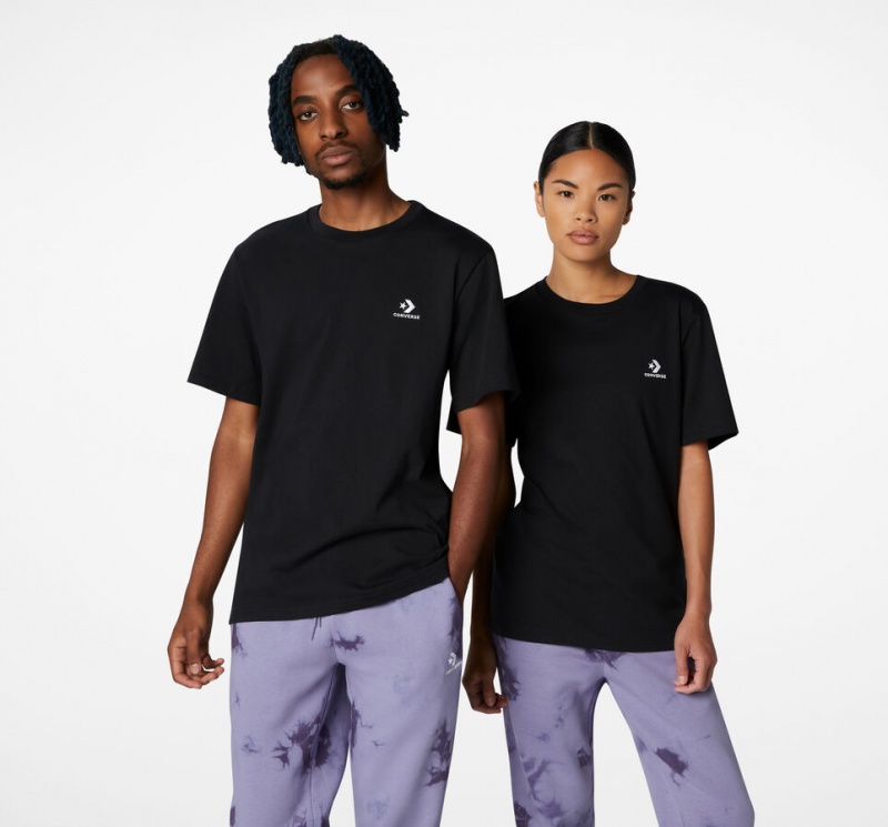 Converse Converse Go-To Embroidered Star Chevron Standard-Fit T-Shirt Svarta | 084FGAXRY