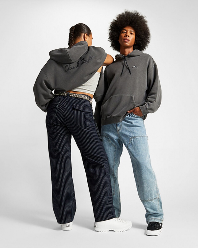 Converse Converse Go-To Sneaker Patch Loose-Fit Pullover Hoodie Svarta | 481YJCAZN