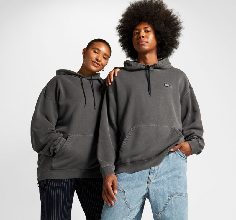 Converse Converse Go-To Sneaker Patch Loose-Fit Pullover Hoodie Svarta | 481YJCAZN
