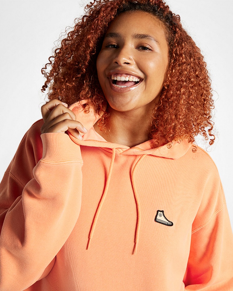 Converse Converse Go-To Sneaker Patch Loose-Fit Pullover Hoodie Tiger Moth | 852VFWUYX