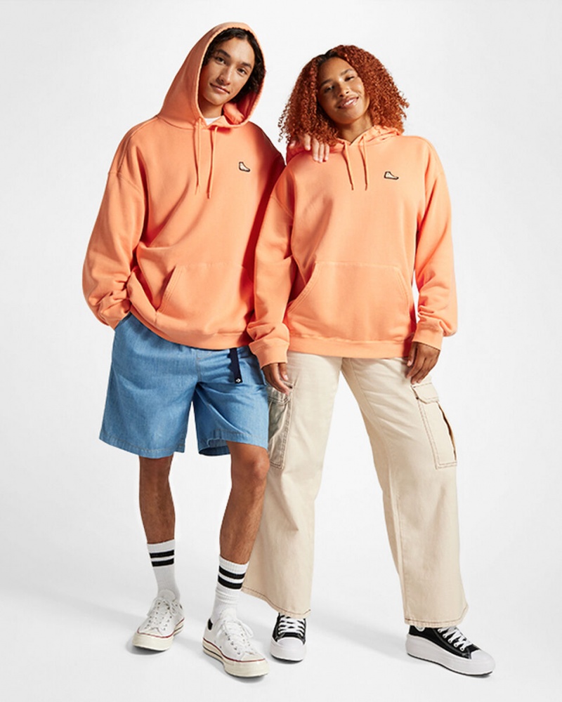 Converse Converse Go-To Sneaker Patch Loose-Fit Pullover Hoodie Tiger Moth | 852VFWUYX
