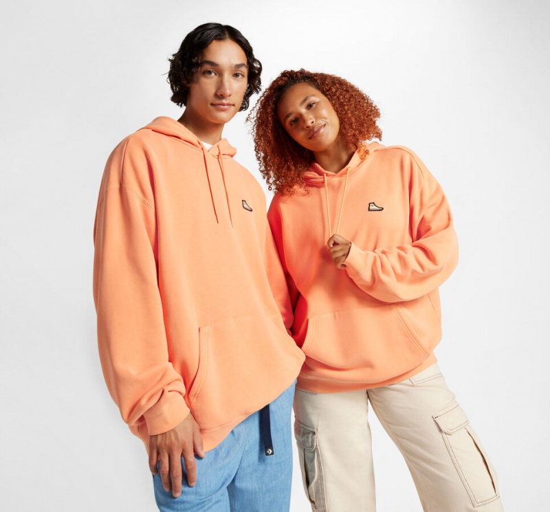 Converse Converse Go-To Sneaker Patch Loose-Fit Pullover Hoodie Tiger Moth | 852VFWUYX