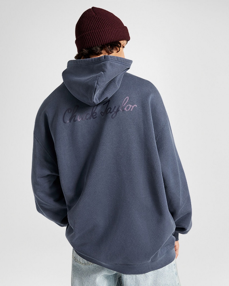 Converse Converse Go-To Sneaker Patch Loose-Fit Pullover Hoodie Blå | 603QWCERP