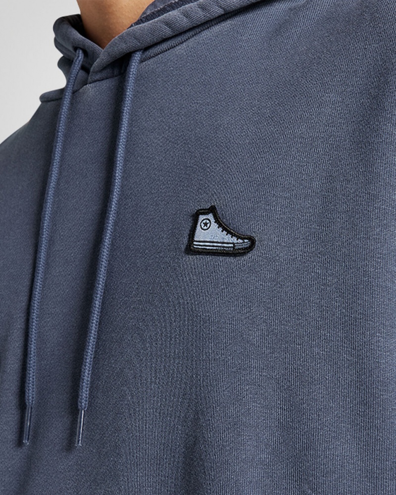 Converse Converse Go-To Sneaker Patch Loose-Fit Pullover Hoodie Blå | 603QWCERP