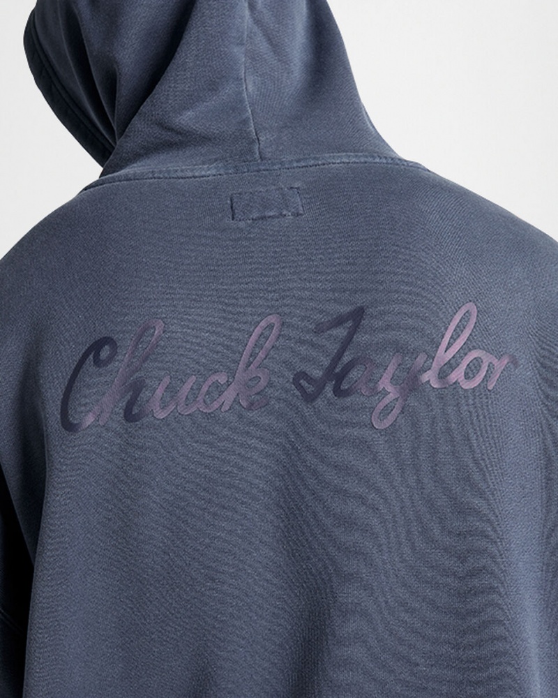 Converse Converse Go-To Sneaker Patch Loose-Fit Pullover Hoodie Blå | 603QWCERP