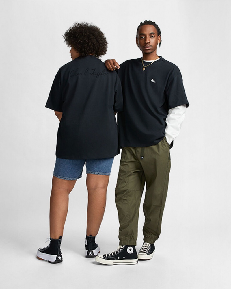 Converse Converse Go-To Sneaker Patch Loose-Fit T-Shirt Svarta | 240OEPIFZ