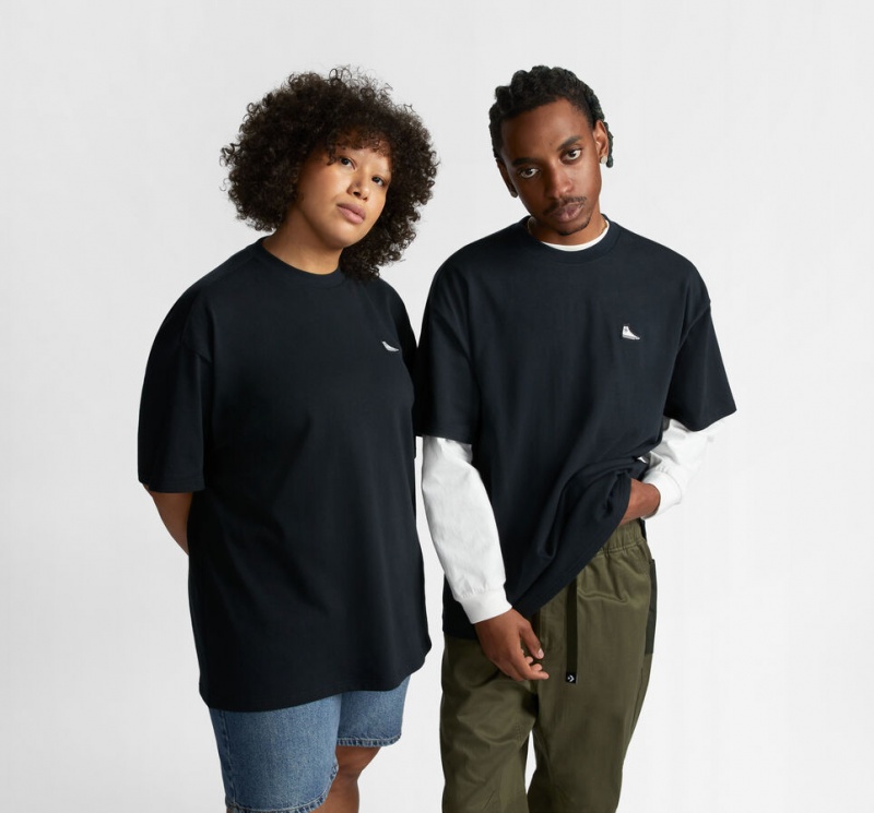 Converse Converse Go-To Sneaker Patch Loose-Fit T-Shirt Svarta | 240OEPIFZ