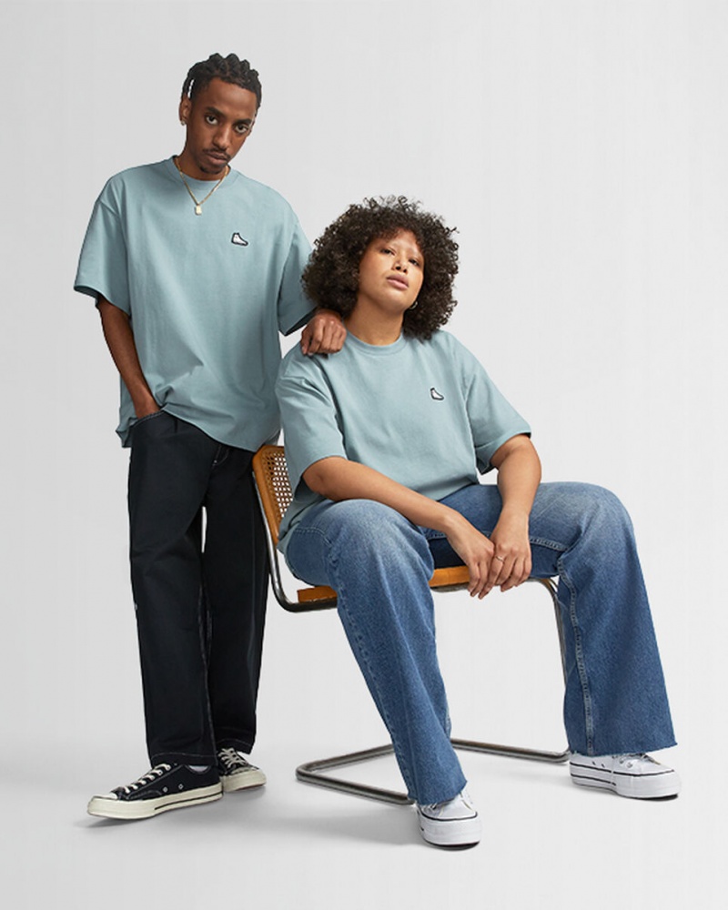 Converse Converse Go-To Sneaker Patch Loose-Fit T-Shirt Grå | 254VUJXHW