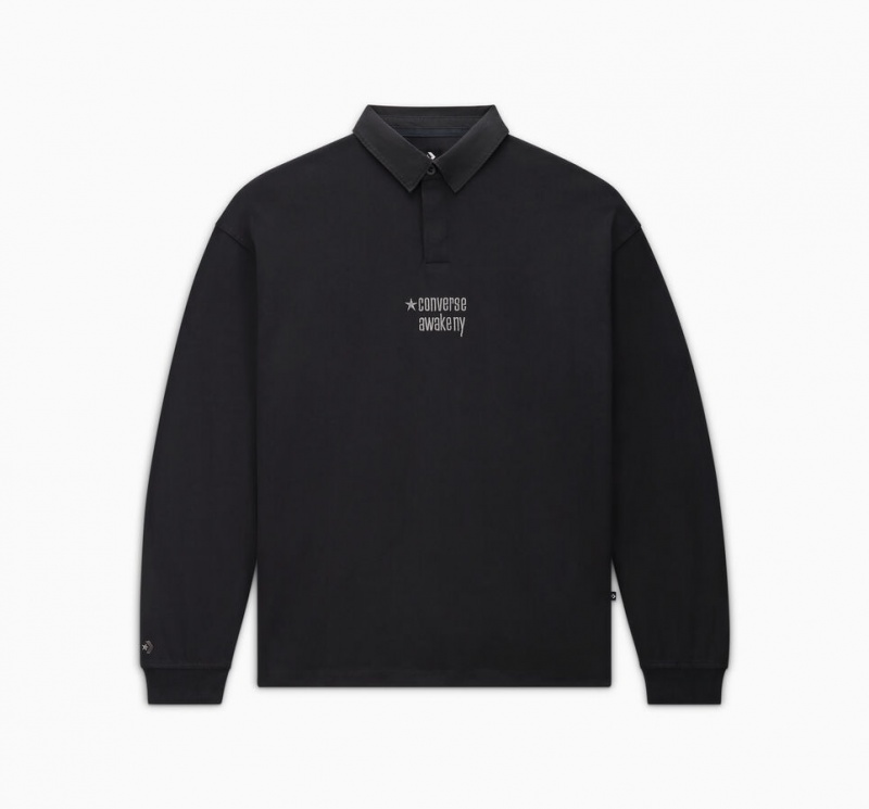 Converse Converse x Awake NY Rugby Shirt Svarta | 265PLSJNW