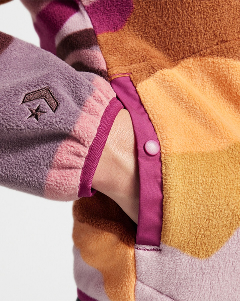 Converse Counter Climate Polar Fleece Abstract Half-Zip Popover Phantom Violet Multi | 438JVRISL