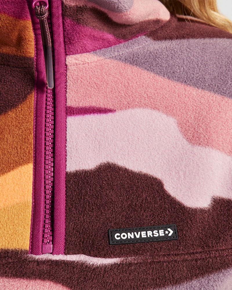 Converse Counter Climate Polar Fleece Abstract Half-Zip Popover Phantom Violet Multi | 438JVRISL