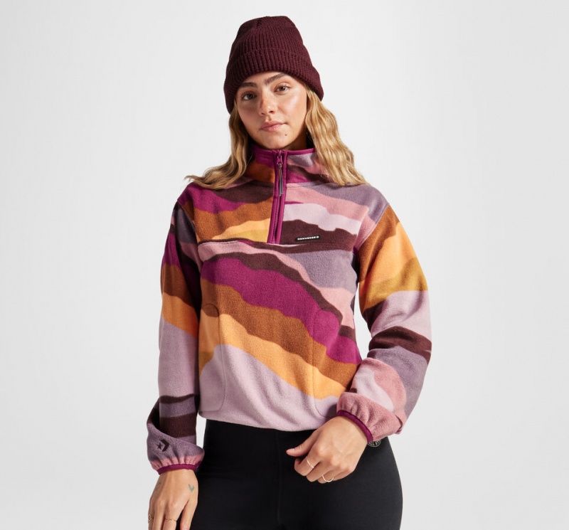 Converse Counter Climate Polar Fleece Abstract Half-Zip Popover Phantom Violet Multi | 438JVRISL