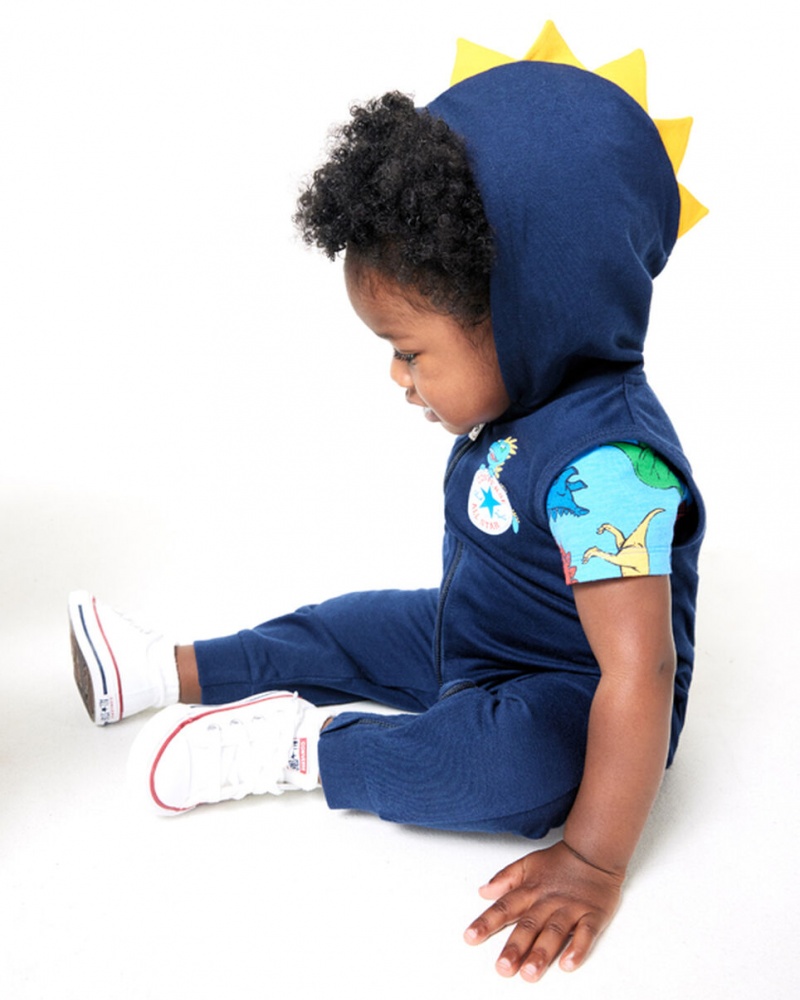Converse Dino Explorer Hooded Coverall & Bodysuit Set Marinblå | 065LJYRQT