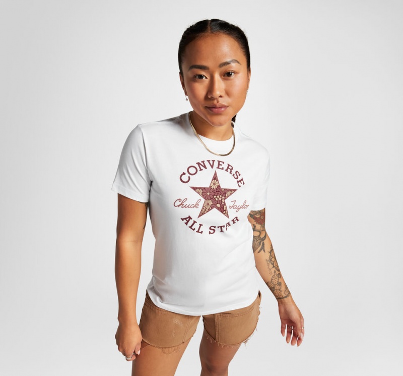Converse Floral Patch T-Shirt Vita | 716RZGYLQ