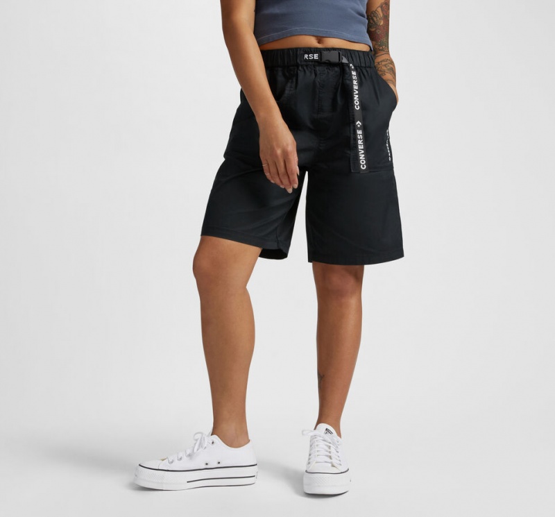 Converse Klassiska Mid Woven Korta Svarta | 982KZTEXI