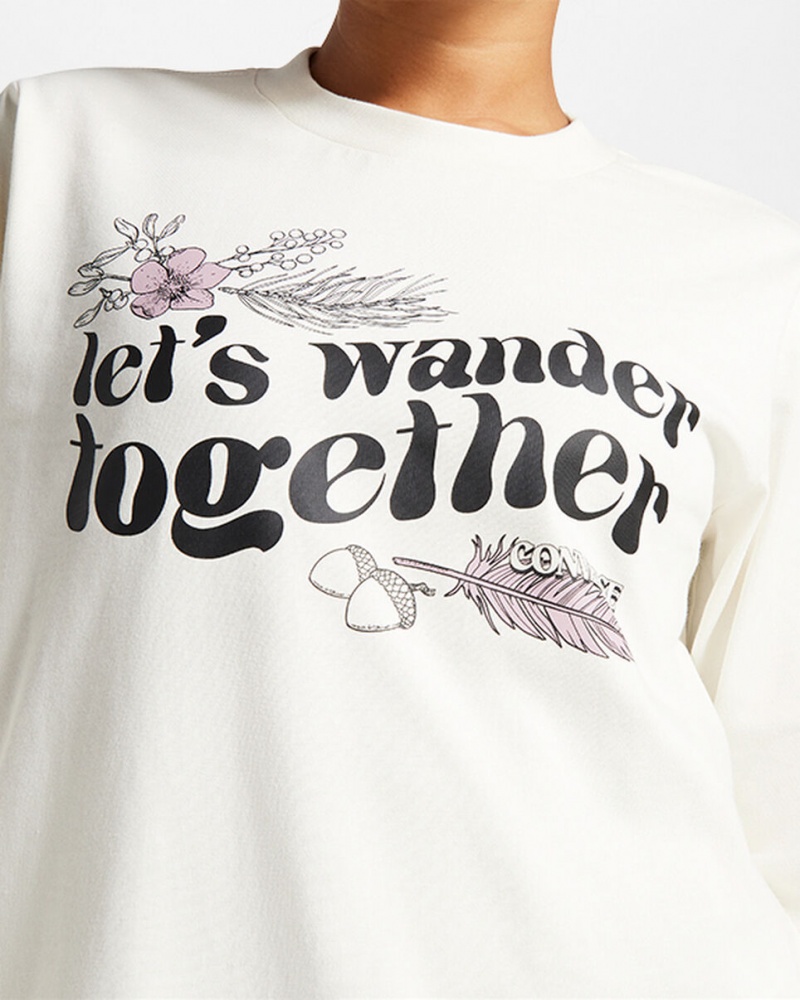 Converse Let's Wander Together Long Sleeve T-Shirt Egret | 245BANCSW