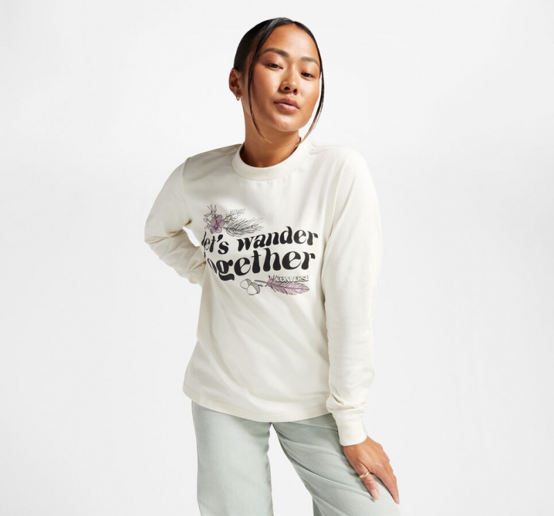 Converse Let's Wander Together Long Sleeve T-Shirt Egret | 245BANCSW