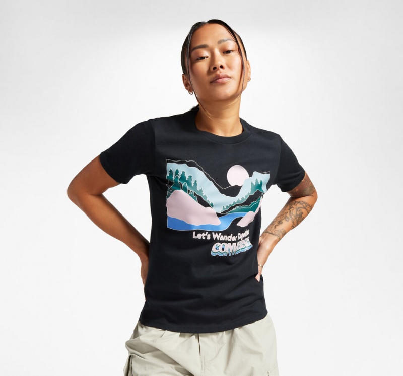 Converse Outdoor Art T-Shirt Svarta | 829MRJEDZ