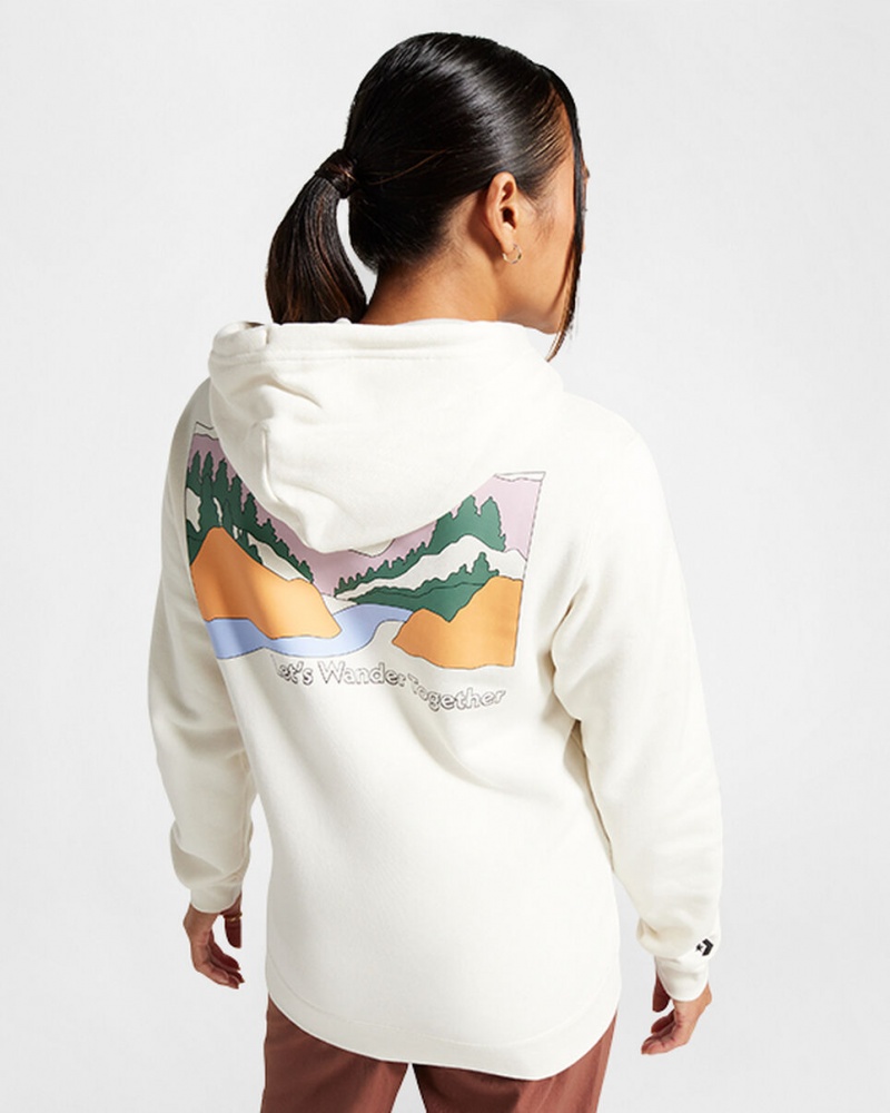 Converse Outdoors Tryck Hoodie Egret | 270NYVQMC