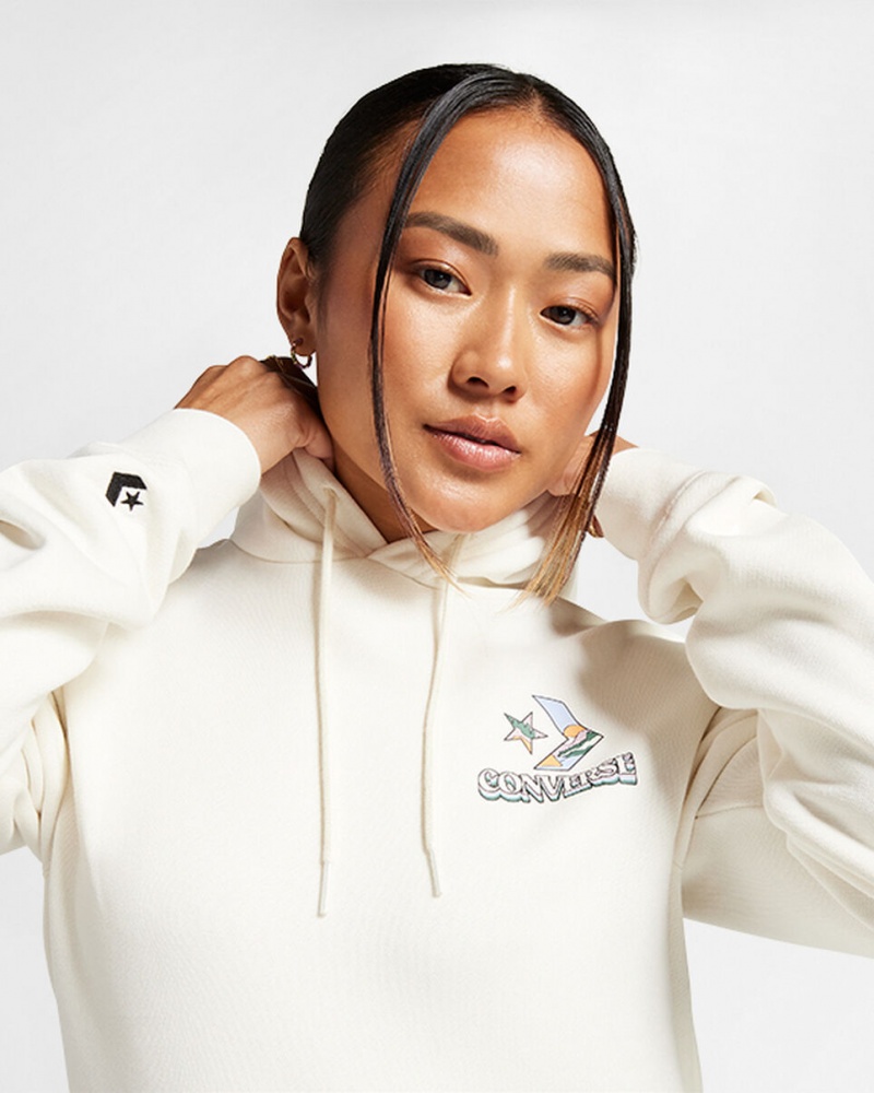 Converse Outdoors Tryck Hoodie Egret | 270NYVQMC