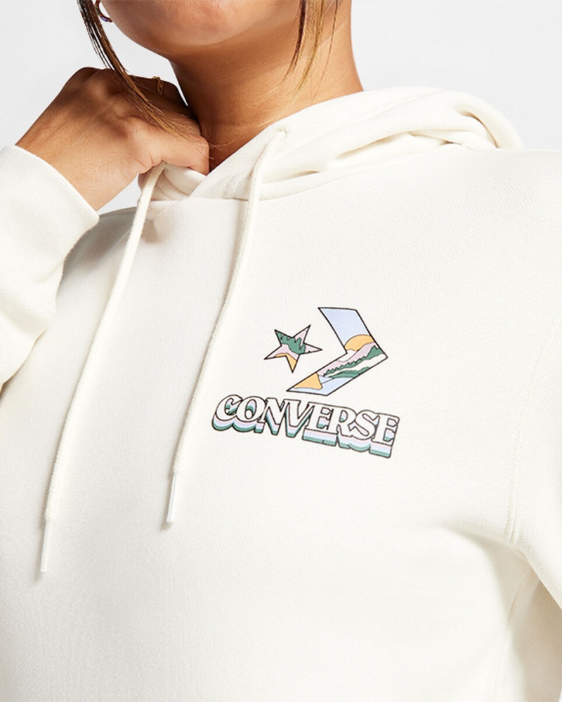 Converse Outdoors Tryck Hoodie Egret | 270NYVQMC