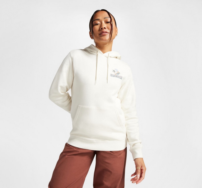 Converse Outdoors Tryck Hoodie Egret | 270NYVQMC