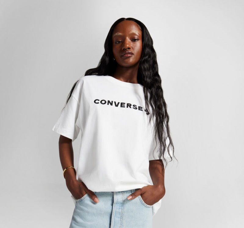Converse Oversized Wordmark T-Shirt Vita | 038CLNGVT