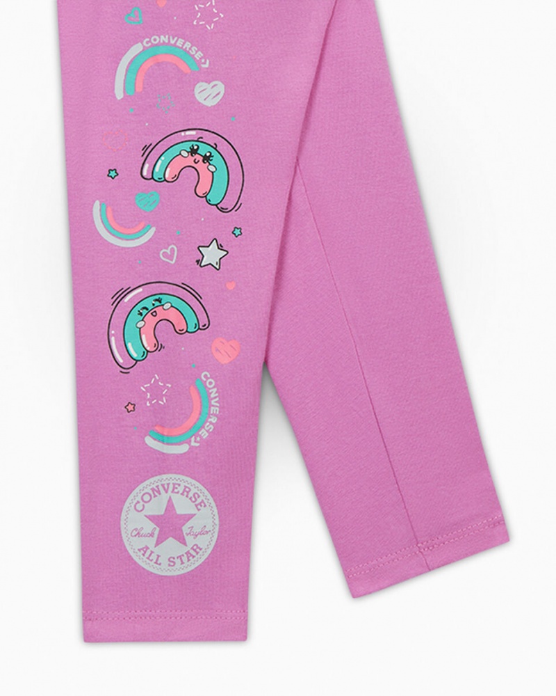 Converse Rainbow Floral T-Shirt & Leggings Set Grape Fizz | 439APKOUW