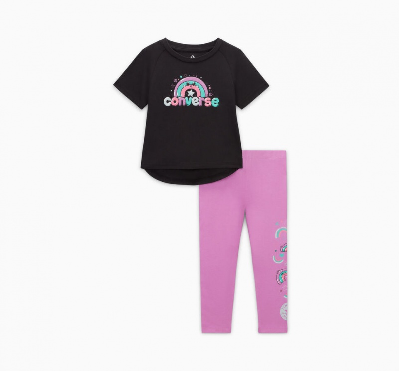 Converse Rainbow Floral T-Shirt & Leggings Set Grape Fizz | 439APKOUW