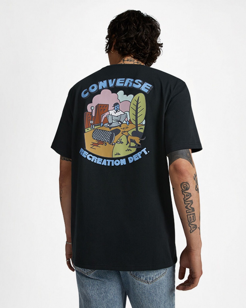 Converse Recreation Department Tryck T-Shirt Svarta | 965HSKYFP