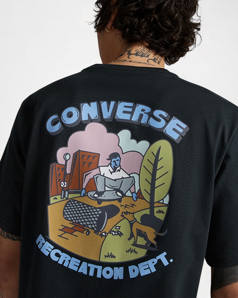 Converse Recreation Department Tryck T-Shirt Svarta | 965HSKYFP