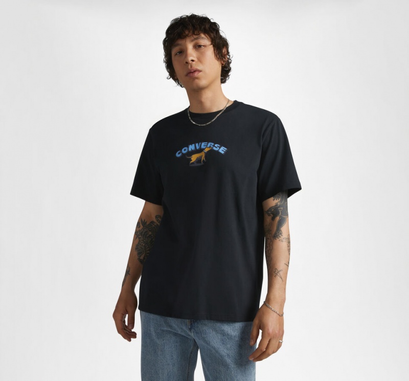 Converse Recreation Department Tryck T-Shirt Svarta | 965HSKYFP