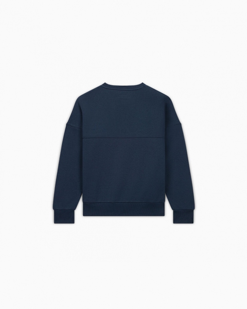Converse Relaxed Fleece Crew Marinblå | 093PIZEHW