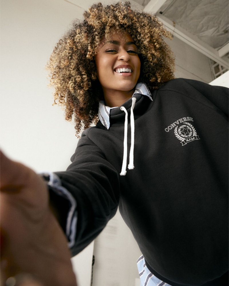 Converse Retro Chuck Taylor Mock Neck Pullover Svarta | 746WFLEZP