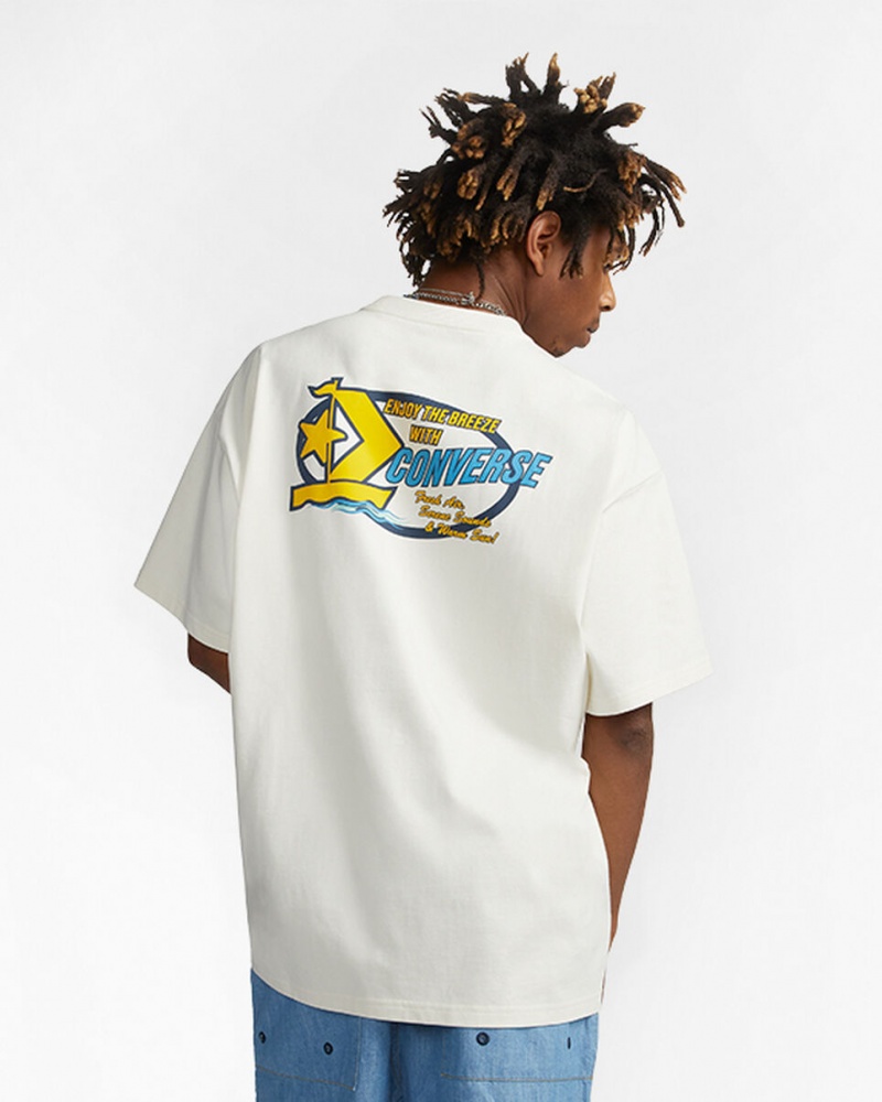 Converse Retro Sailboat Tryck T-Shirt Egret | 105HLGAPY