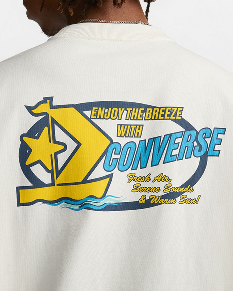 Converse Retro Sailboat Tryck T-Shirt Egret | 105HLGAPY