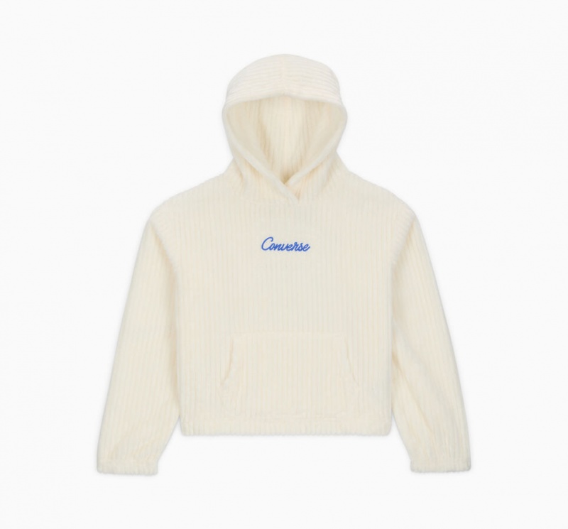 Converse Räfflad Sherpa Fleece Hoodie Egret | 702WKDTRQ