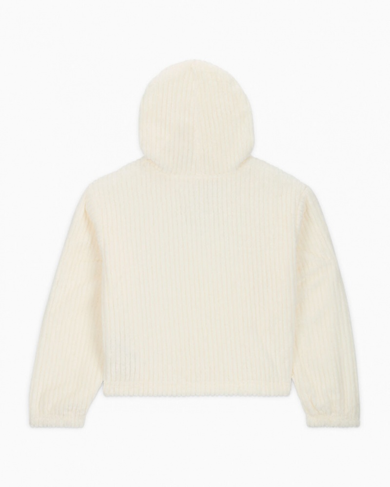 Converse Räfflad Sherpa Fleece Hoodie Egret | 423VBAWYO