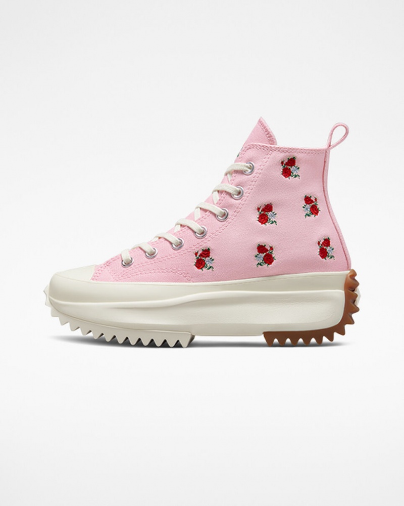 Converse Run Star Hike Platform Embroidered Floral Rosa Röda | 543BTLSMA
