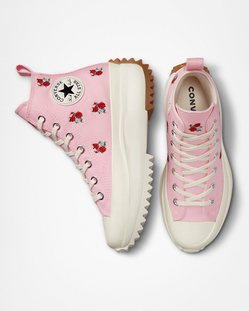 Converse Run Star Hike Platform Embroidered Floral Rosa Röda | 543BTLSMA