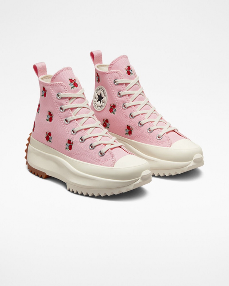 Converse Run Star Hike Platform Embroidered Floral Rosa Röda | 543BTLSMA