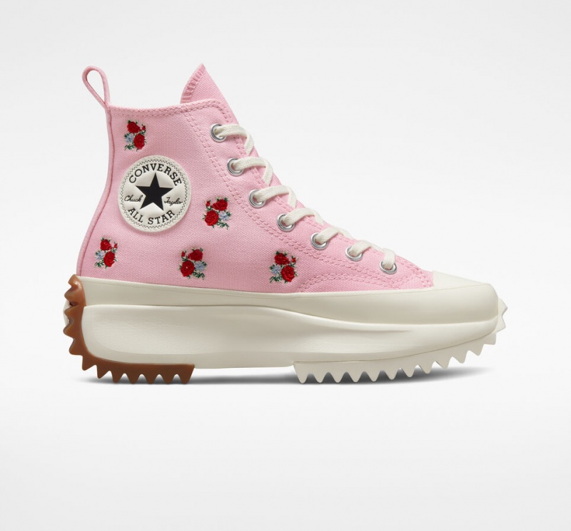 Converse Run Star Hike Platform Embroidered Floral Rosa Röda | 543BTLSMA