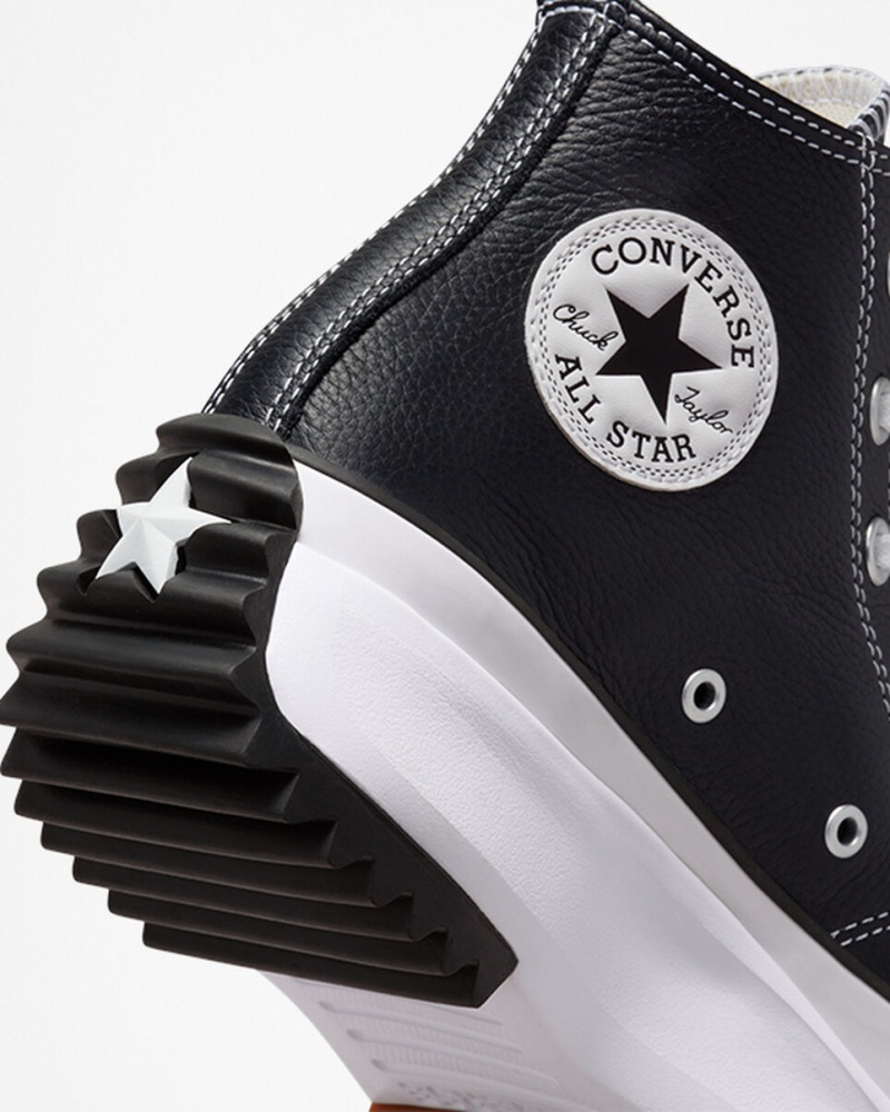 Converse Run Star Hike Platform Foundational Läder Svarta Vita | 436ZRJSBN