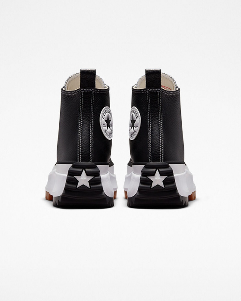 Converse Run Star Hike Platform Foundational Läder Svarta Vita | 436ZRJSBN