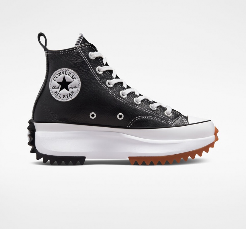 Converse Run Star Hike Platform Foundational Läder Svarta Vita | 436ZRJSBN