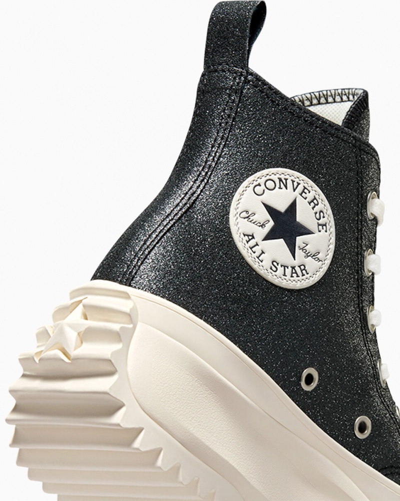Converse Run Star Hike Platform Glitter Svarta | 491JICLOQ