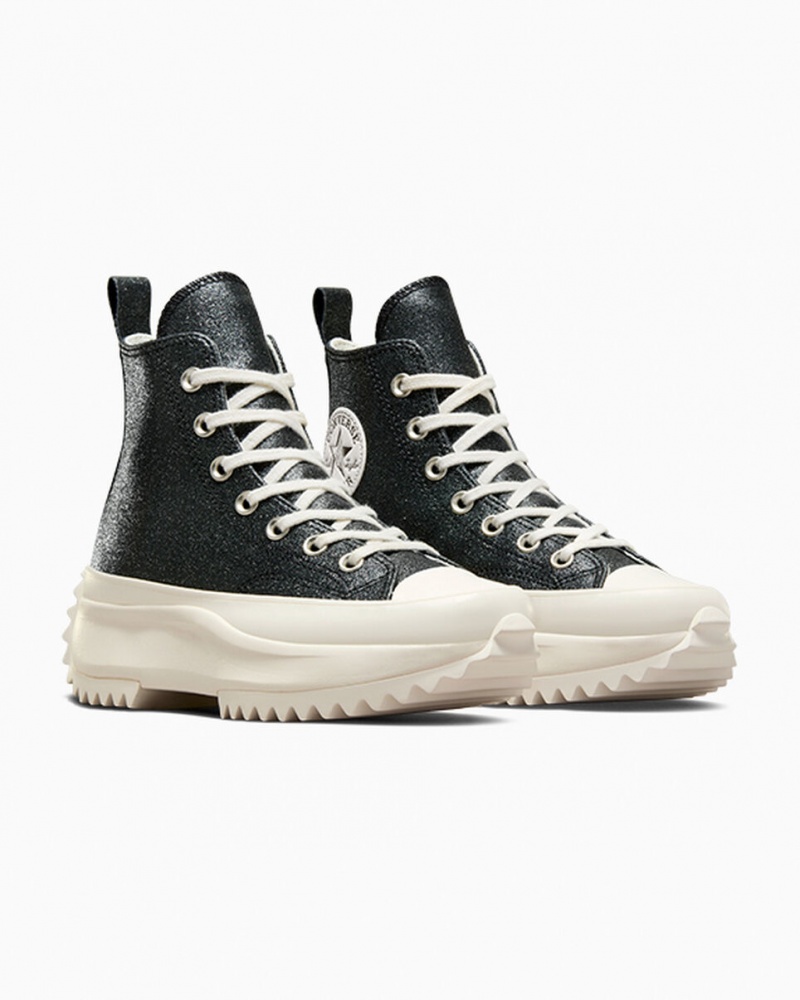 Converse Run Star Hike Platform Glitter Svarta | 491JICLOQ