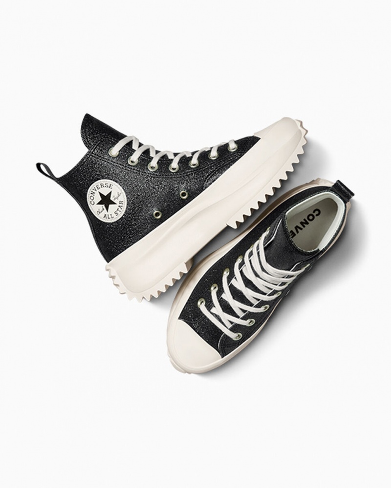 Converse Run Star Hike Platform Glitter Svarta | 491JICLOQ