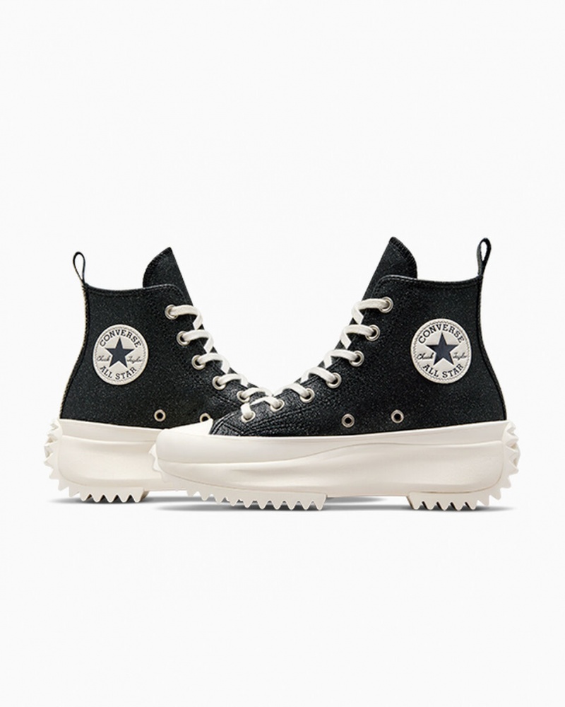 Converse Run Star Hike Platform Glitter Svarta | 491JICLOQ