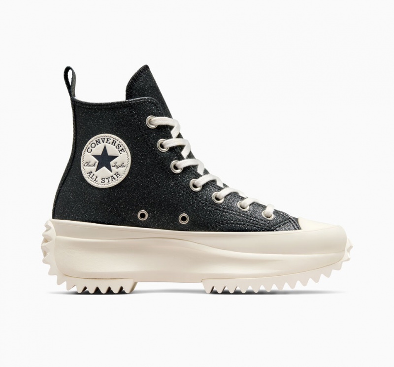 Converse Run Star Hike Platform Glitter Svarta | 491JICLOQ